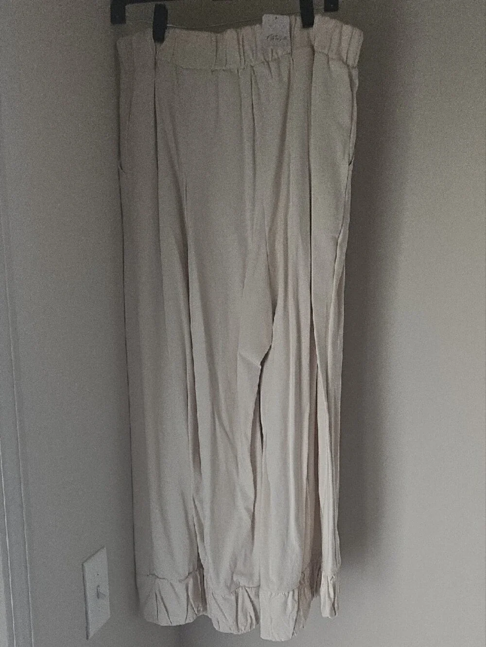 Free People Cream Wide-Leg Paperbag Waist Pants